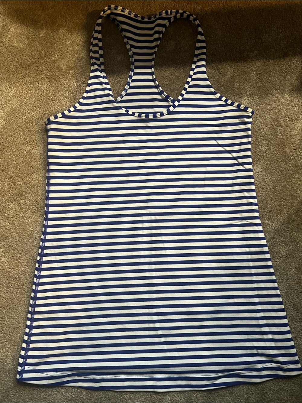 lululemon athletica Blue and White Striped Racerback Tank